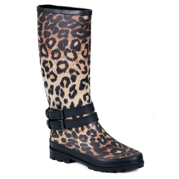 Women Tall Rain boots, #1900, Leopard - Picture 3 of 6